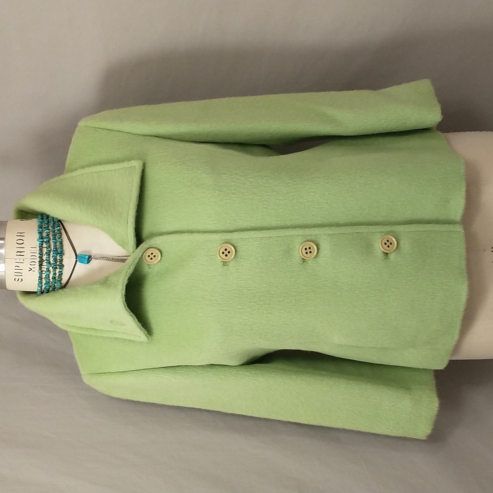 Alpaca Blend Jacket Soft Wool Light Lime Green by Eccoci Quality Classic size 16